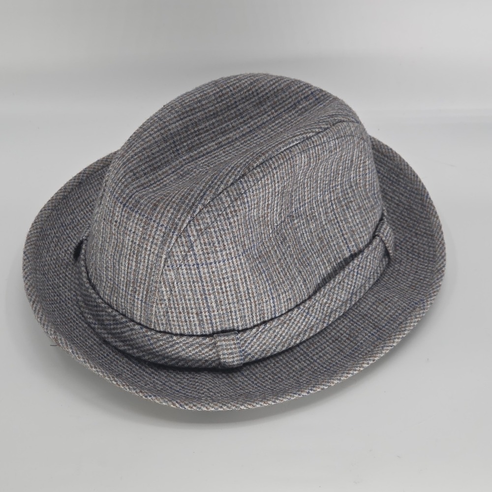 Dobbs Fifth Avenue Men's Gray Herringbone Fedora Hat Lined Casual Size 7 1/4 VTG